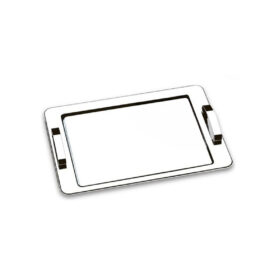Bandeja Inox Retangular Com Alça Rasa Aço Inoxidável 40x28cm