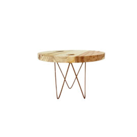 Boleira Madeira Pinus M 24cm Pé Metal