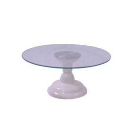 Boleira Vidro Base Branca 38cm