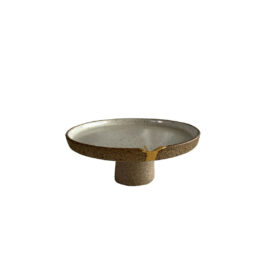 Boleira Cerâmica Natural Fio de Ouro P 20cm Thaís Mor