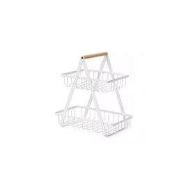 Cesto Ferro Branco Pequeno 2 andares