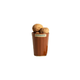 Copo Café Cerâmica Marrom Palavras Thaís Mor