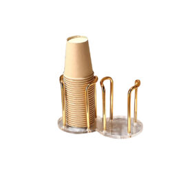 Porta Copos Descartáveis Acrílico Dourado