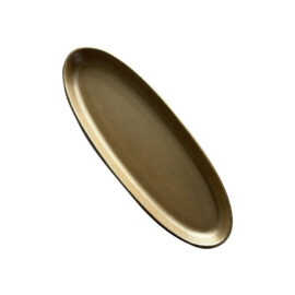 Travessa Dourada Plástico Oval 40x14cm